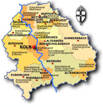 Karte des Erzbistums Köln