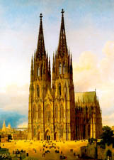 Der Kölner Dom in seiner vorweggenommenen Vollendung. Ölgemälde von Karl Georg Hasenpflug. 1834/36. 