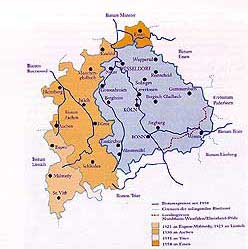 Karte nach: Ulrich Helbach, Das Erz- bistum Köln, Heft 5, Kehl 1998, S. 23.