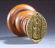 Siegelstempel zum 1. Missivensiegel, Bronze, 4,4 x 2,9 cm – Köln. Stadtmuseum S 230.